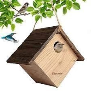 Great Tit Silhouette Nest Box Hanging Outdoor BirdHouse