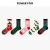 Christmas socks for women Autumn and winter mid-tube socks for winter cute cartoon couples stockings for men fashionabl
