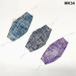 Solid Color Lines Face Shape Triple Layer Reusable/Washable/Breathable Cotton Face Mask with SMMS Filter Brisas MK34