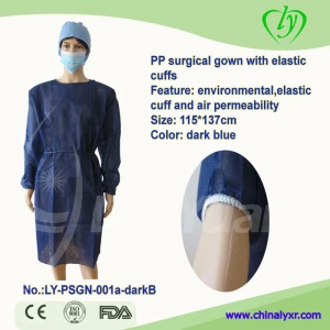 LY Disposable Non-woven PP Isolation Surgical Gown with Elastic Cuffs