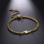Wholesale Bracelets Jewelry Custom 18K Gold Plated Stainless Steel Lightening Bolt Bracelet