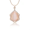 Pink Opal And White Zircon Customized Necklace | 18K Rose Gold Plated Necklace Manufacturing | Jewelries Wholesale Ladies Fancy Necklace