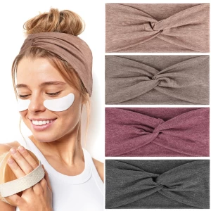 Workout Headbands for Women, Cotton Headbands 3.2" Wide, Breathable Soft Yoga Elastic Hair Bands Sport Non-slip