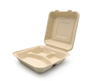 1500 ml Portable Renewable Materials Eco-friendly Sustainable Water Resistant To go Clamshell Salad Container