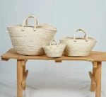 Large Tunisian beach basket made of palm straw