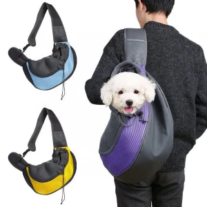 Adjustable Hands-Free Single Shoulder Front Pouch pet dog carrier sling bag with Breathable Mesh