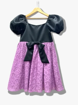 Puff Sleeve Frock With Beautiful Bow Attached Frock For Baby Girl