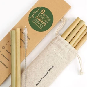 100% Biodegradable Bamboo Straw Natural Organic Reusable Bamboo Drinking Straws