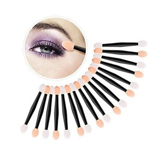 100 Pieces Disposable Dual Sided Eyeshadow Brush Double Ended Sponge 3 Inch Eye Shadow Makeup Applicator Oval Tipped Eyeliner