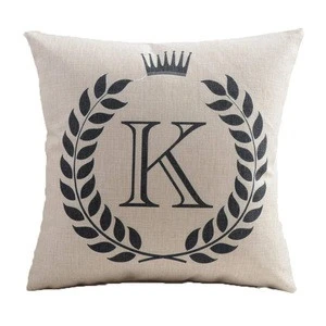 100% Polyester Faux Linen Home Decorative Fancy Alphabet Letters Cushion