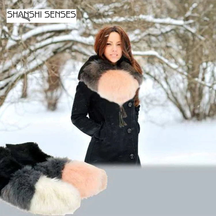 100% polyester mix color faux fur women luxury shawl scarf