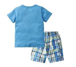 100%Cotton Baby Boys Summer Short Sleeves Dinosaur Shirt+Shorts Clothing Set