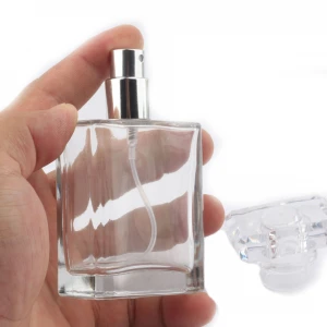 100ml Clear and black luxury Containers And Packaging Unique Square Glass Perfume Bottle