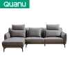 102529 Contemporary living room furniture genuine leather upholstered wood sectional sofa