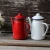 Import 1.1 L white or red Single porcelain enamel tea kettle cool water pot oiler pot Enamel coffee pot from China