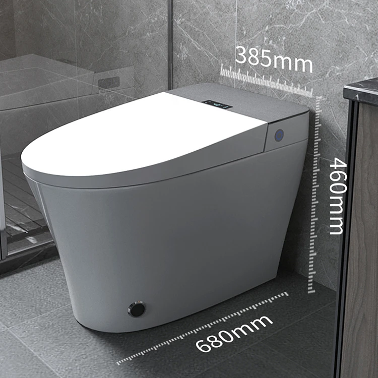110V/220V fully automatic luxury modern design electronic electric bidet siphonic flush black intelligent smart wc toilet