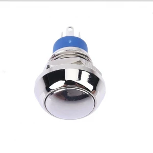 12mm 1NO1NC High round head momentary function push button anti vandal switch with pin terminal 12mm Metal Push Button