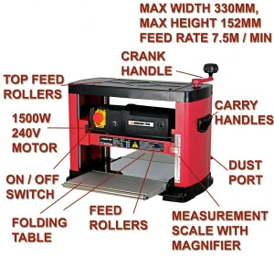 1500W Automatic Safe Stable Compact Design Bench Top Planner Thicknesser