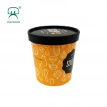 16oz 500ml customized double PE cold frozen yogurt ice cream paper hot soup cup bowl container with paper lid