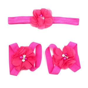 20 colors in stock baby hair accessories headbands ribbon bows headband baby barefoot sandals