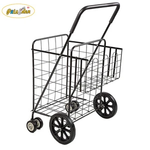 2018 Good Performance Folding Metal Shopping Trolley Carts 4 Wheels Shopping Carts