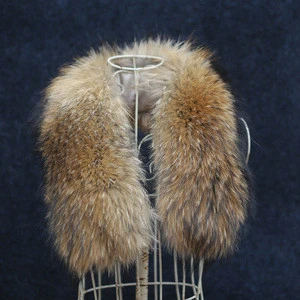 2018 NEW natural color detachable rectangle raccoon fur trim for garment collar