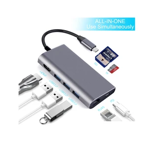 2018 newest 8 in 1 type c to usb hub