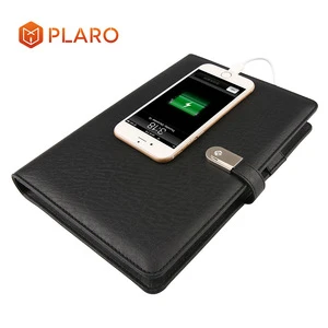 2018 PU Leather Magnetic Notepad A5 with Lock USB and Powerbank