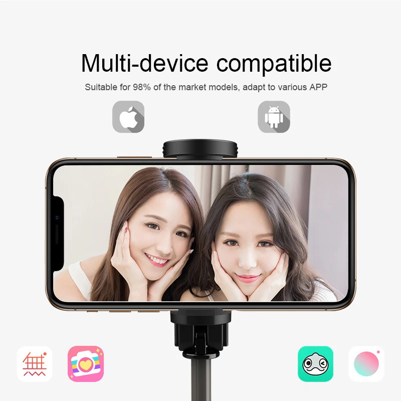 2019 High-end Mini Wireless Bluetooths Selfie Stick Extendable Monopod for Iphone and Android Phones