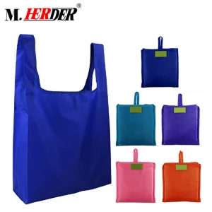 2020 Eco Friendly Polyester Reusable Grocery Shopping Bag Large Foldable Shopping Bags Recyclable Bag Custom Logo With Pouch