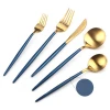 2020 festival gold plated stainless steel round spoon knife dinner cutlery  set