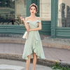 2020 Latest Design Wholesale Women Fashion Short Sleeve Off-Shoulder Dresses Ladies Casual Maxi Dresses