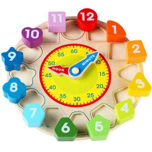 2020 New Children Educational Learning Montessori Number Wooden Clock Toy