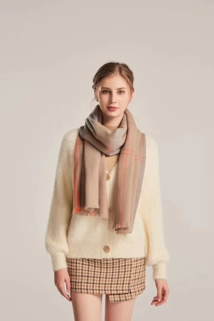 2020 new high quality fashion light fleece Striped grid shawl warm woolen scarf shawl