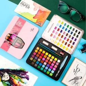 2020 Newest 48 Colors Iron Box Packing Water Color Art Set of Painting for Students