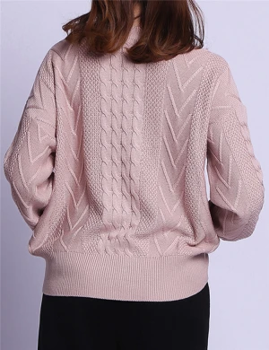 2021 Autumn and Winter Wool Sweater Womens Long-sleeved Pullover Sweater Solid Color Loose
