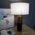 Import 2021 Black gold fabric bedside table lamp luxury marble led reading lamp from China