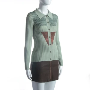 2021 cardigan manufacturer custom green rip-neck striped long-sleeved cardigan sweater women