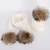 Import 2022 Winter thick raccoon fur Children fur pompon knitted hats kids fur ball hats parent-child winter hat scarf set from China
