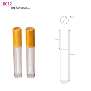 2.5ml clear round bottle cosmetic packaging with applicator lip gloss tubes with bamboo top