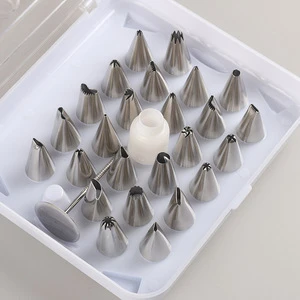 28pcs Stainless steel cake decorating set for baking tools with plastic storage box