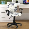 2pcs Dining Office Chair Covers Spandex Computer Chair Slipcover Flower Printed Removable Rotating Chair Cover Stretch Slipcover