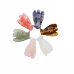 35mm Pocket Stone Healing Craft Angel Statue Carved Natural Stone Crystal Guardian Angel Figurine