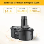 3700Mah 14.4Volt Dc9091 Rechargeable Nimh Power Tool Battery Pack Replacement For Dewalt 14.4v Power Tools Drill