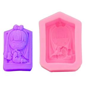 3D lovely kid  silicone soap molds