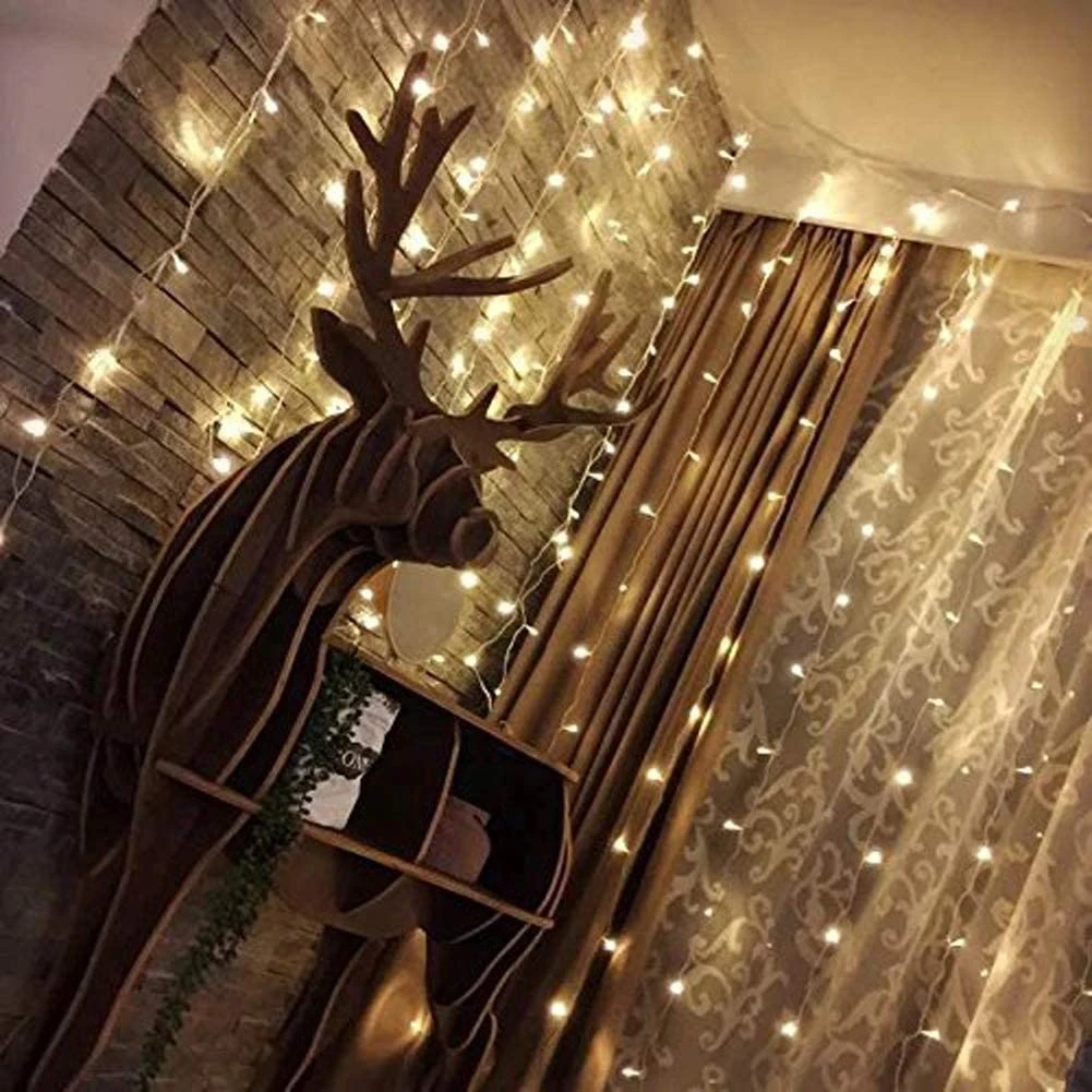 3x3m 300 LED  Window Curtain String Light Twinkle Star LED Window Curtain String Lightfor Bedroom Decorations