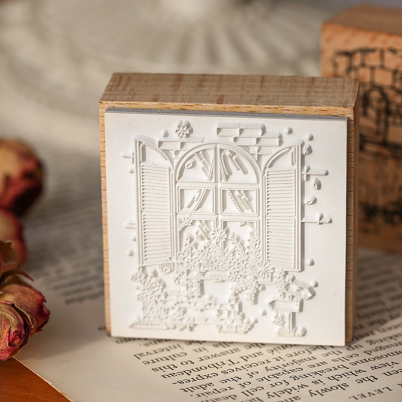 4 Designs Fairy Tale Cartoon Scenery Series Square Wooden stamp rubber for Scrapbooking Deco Craft rubber stamp sheets