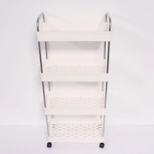 4-Tier Large Metal Rolling Cart Multifunction White  Kitchen  Storage Cart With Wheels