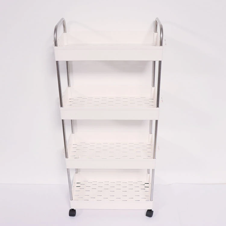 4-Tier Large Metal Rolling Cart Multifunction White  Kitchen  Storage Cart With Wheels