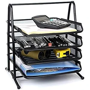 4 Tier Metal Office Desktop File and Document Organizer Tray